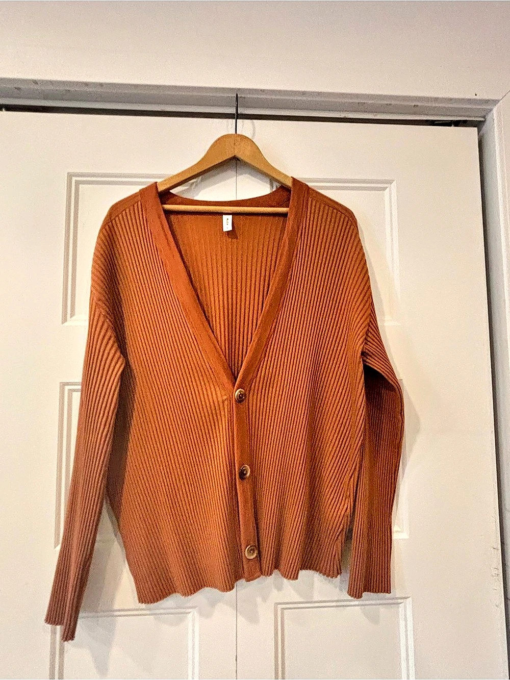 KOTN Ribbed Cardigan in Brown Size Medium Like New